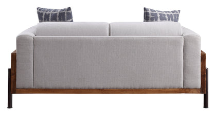 ACME Pelton Fabric & Walnut Loveseat with 2 Pillows Model 54891