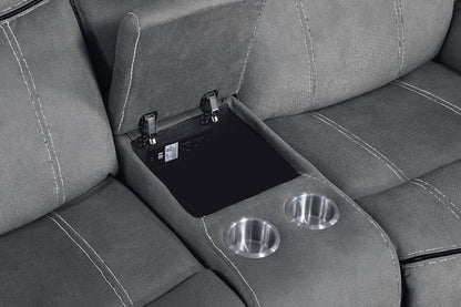 ACME Zubaida Two Tone Gray Velvet Motion Loveseat & Console with USB Port Model 55026