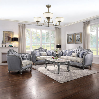 ACME Ariadne Fabric & Platinum Loveseat with 3 Pillows Model 55346