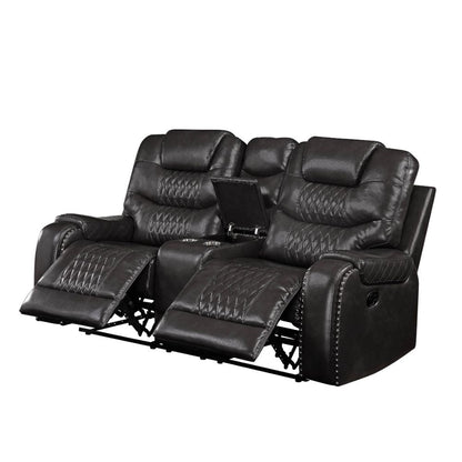 ACME Braylon Magnetite Synthetic Leather Motion Loveseat with Console Model 55411