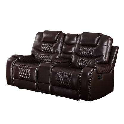 ACME Braylon Brown Synthetic Leather Motion Loveseat with Console Model 55416