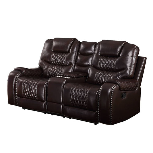 ACME Braylon Brown Synthetic Leather Motion Loveseat with Console Model 55416