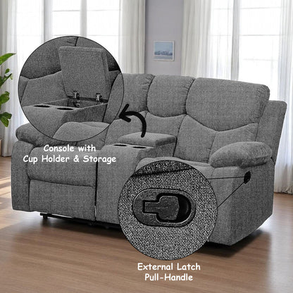 ACME Kalen Gray Chenille Motion Loveseat with Console Model 55441