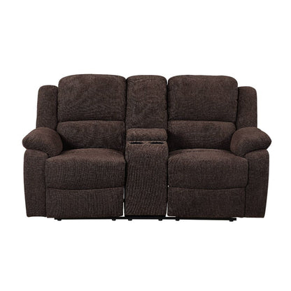 ACME Madden Brown Chenille Motion Loveseat with Console Model 55446