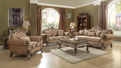 ACME Ragenardus Fabric & Vintage Oak Sofa with 5 Pillows Model 56030