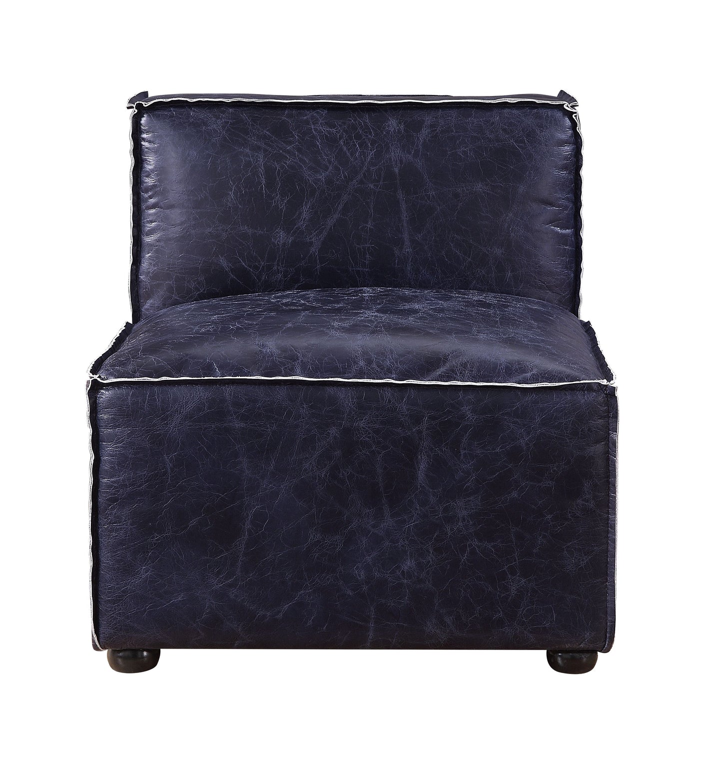 ACME Birdie Vintage Blue Top Grain Leather Modular Armless Chair Model 56595