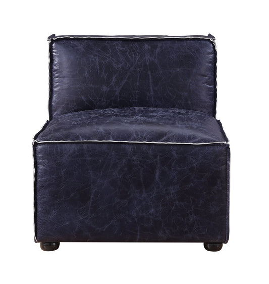 ACME Birdie Vintage Blue Top Grain Leather Modular Armless Chair Model 56595