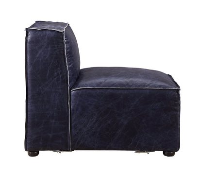 ACME Birdie Vintage Blue Top Grain Leather Modular Armless Chair Model 56595