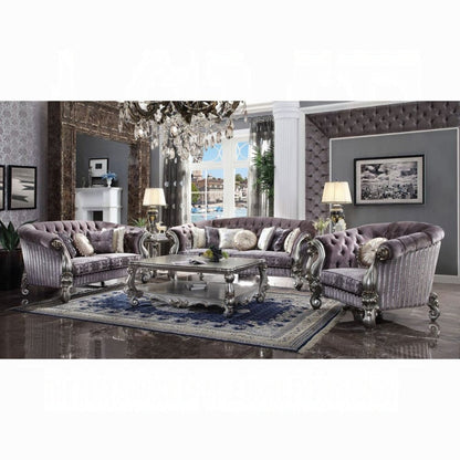 ACME Versailles Ivory Fabric & Bone White Loveseat with 5 Pillows Model LV01395