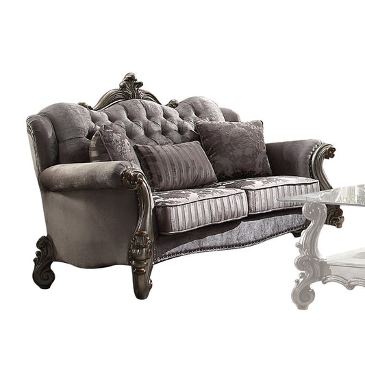 ACME Versailles Velvet & Antique Platinum Loveseat with 3 Pillows Model 56841