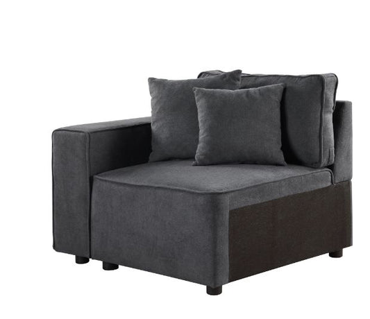 ACME Silvester Gray Fabric Modular Left Facing Chair with 2 Pillows Model 56871