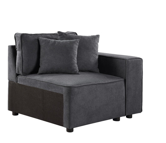 ACME Silvester Gray Fabric Modular Right Facing Chair with 2 Pillows Model 56872