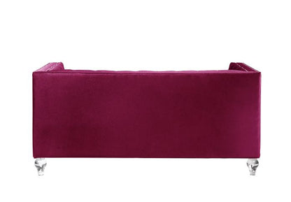 ACME Heibero Burgundy Velvet Loveseat with 2 Pillows (Same LV01401) Model 56896