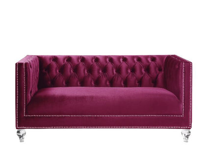 ACME Heibero Burgundy Velvet Loveseat with 2 Pillows (Same LV01401) Model 56896