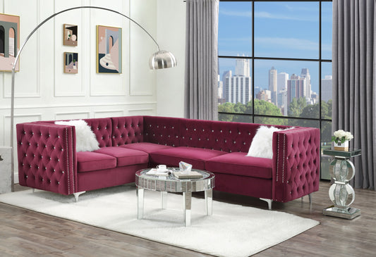 ACME Jaszira Burgundy Velvet Modular Left Facing & Right Facing Arms Model 57330