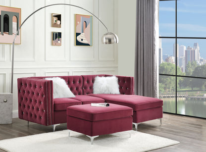 ACME Jaszira Burgundy Velvet Modular Left Facing & Right Facing Arms Model 57330
