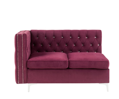 ACME Jaszira Burgundy Velvet Modular Armless Loveseat with 2 Pillows Model 57331