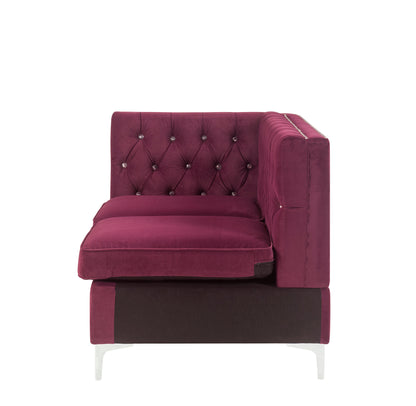 ACME Jaszira Burgundy Velvet Modular Armless Loveseat with 2 Pillows Model 57331