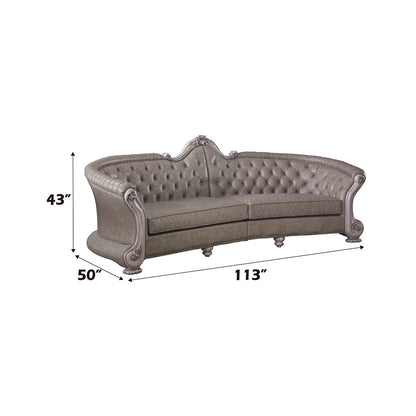 ACME Dresden Synthetic Leather & Vintage Bone White Sofa Model 58170