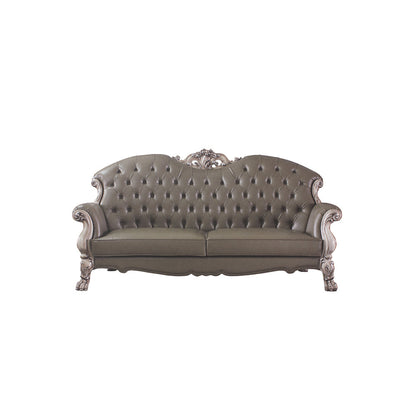 ACME Dresden Synthetic Leather & Vintage Bone White Sofa with 5 Pillows Model 58175