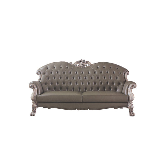 ACME Dresden Synthetic Leather & Vintage Bone White Sofa with 5 Pillows Model 58175