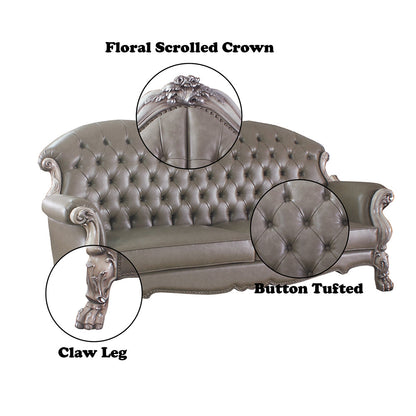 ACME Dresden Synthetic Leather & Vintage Bone White Sofa with 5 Pillows Model 58175