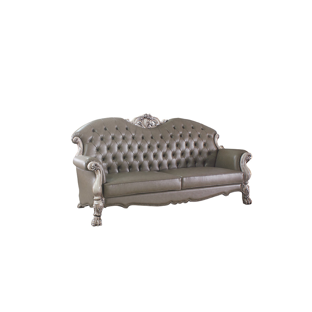 ACME Dresden Synthetic Leather & Vintage Bone White Sofa with 5 Pillows Model 58175