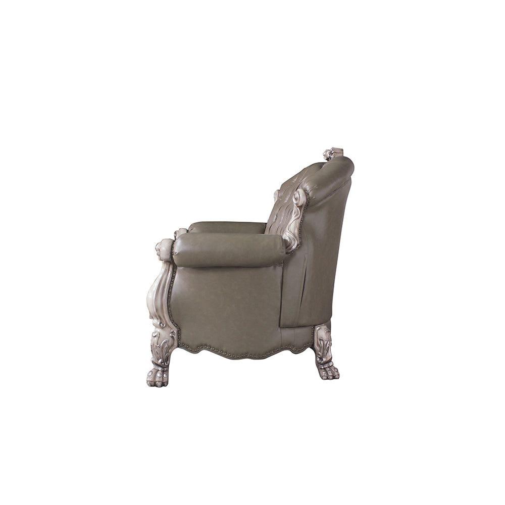 ACME Dresden Synthetic Leather & Vintage Bone White Loveseat with 3 Pillows Model 58176