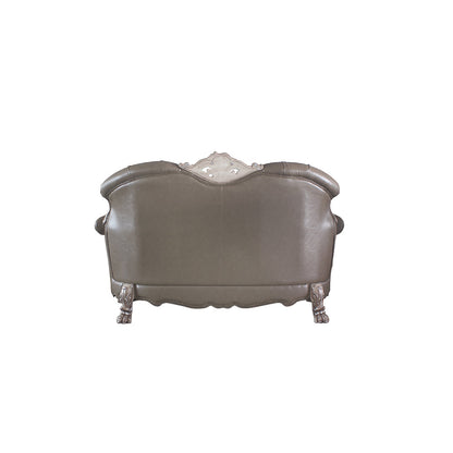 ACME Dresden Synthetic Leather & Vintage Bone White Loveseat with 3 Pillows Model 58176