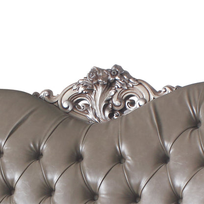 ACME Dresden Synthetic Leather & Vintage Bone White Loveseat with 3 Pillows Model 58176