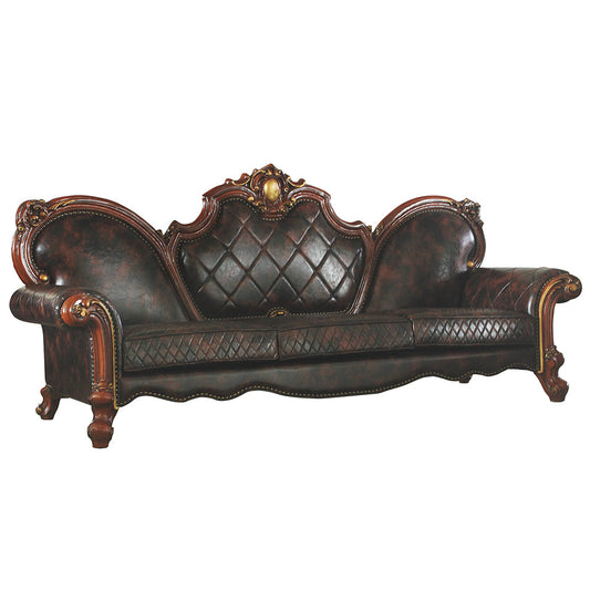 ACME Picardy Synthetic Leather & Honey Oak Oversized Sofa with 5 Pillows Model 58220