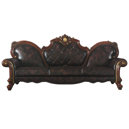 ACME Picardy Synthetic Leather & Honey Oak Oversized Sofa with 5 Pillows Model 58220