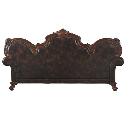 ACME Picardy Synthetic Leather & Honey Oak Sofa with 3 Pillows Model 58221