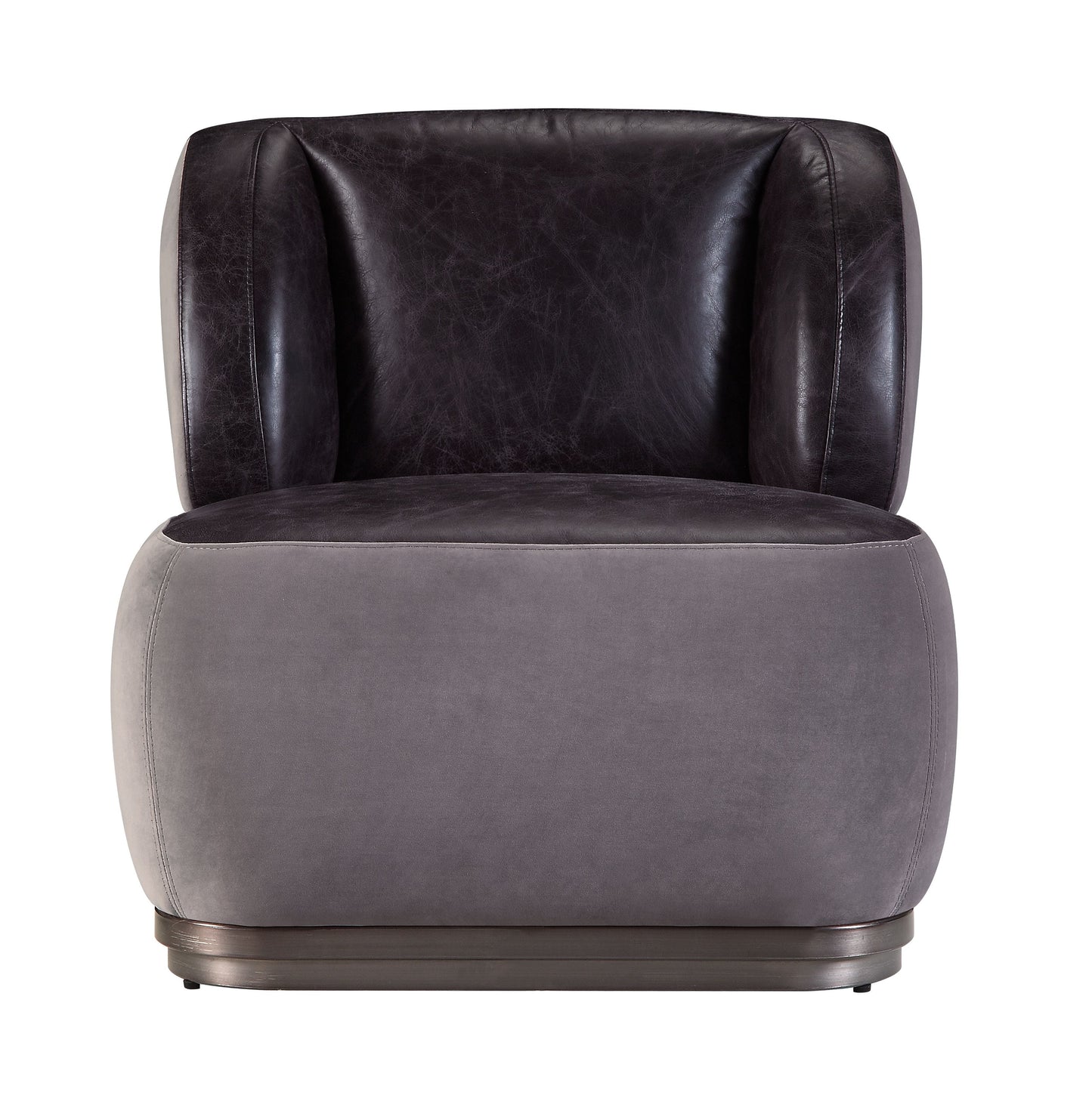 ACME Decapree Antique Slate Top Grain Leather & Gray Velvet Accent Chair Model 59270