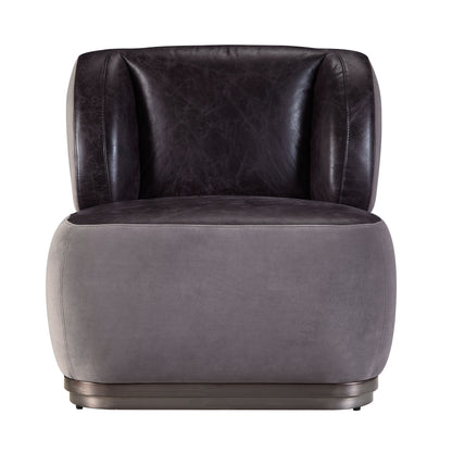 ACME Decapree Antique Slate Top Grain Leather & Gray Velvet Accent Chair Model 59270