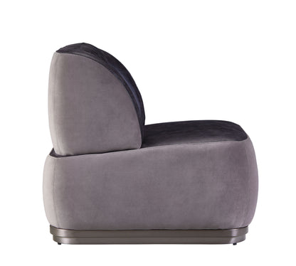 ACME Decapree Antique Slate Top Grain Leather & Gray Velvet Accent Chair Model 59270