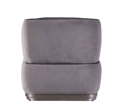 ACME Decapree Antique Slate Top Grain Leather & Gray Velvet Accent Chair Model 59270