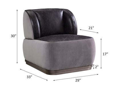 ACME Decapree Antique Slate Top Grain Leather & Gray Velvet Accent Chair Model 59270