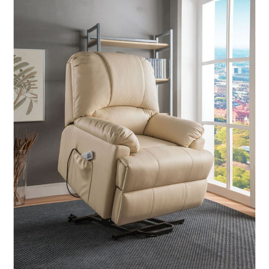 ACME Ixora Beige Synthetic Leather Recliner with Power Lift & Massage Model 59286