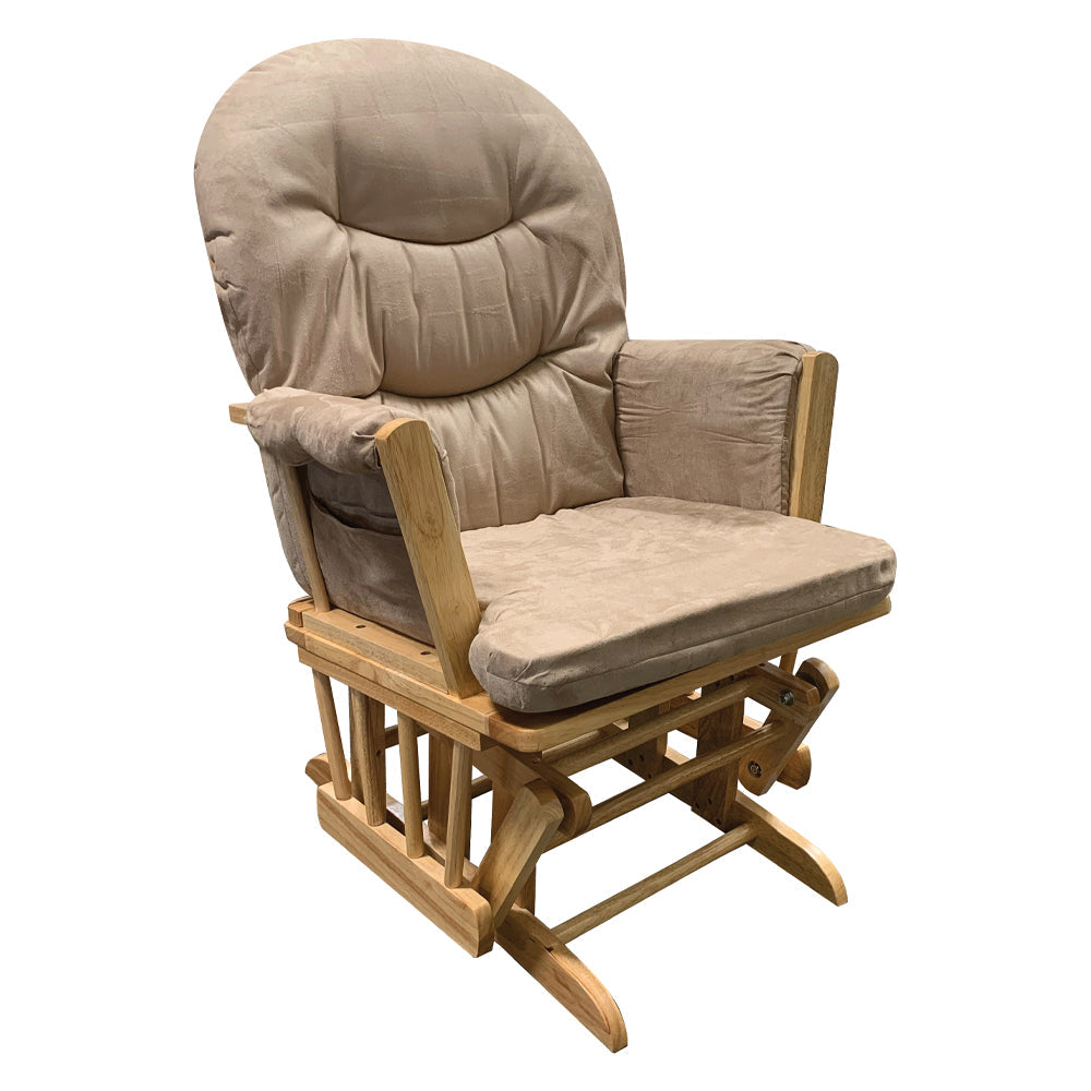 ACME Rehan Taupe Microfiber & Natural Oak Glider Chair & Ottoman Model 59332