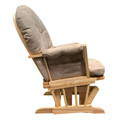 ACME Rehan Taupe Microfiber & Natural Oak Glider Chair & Ottoman Model 59332
