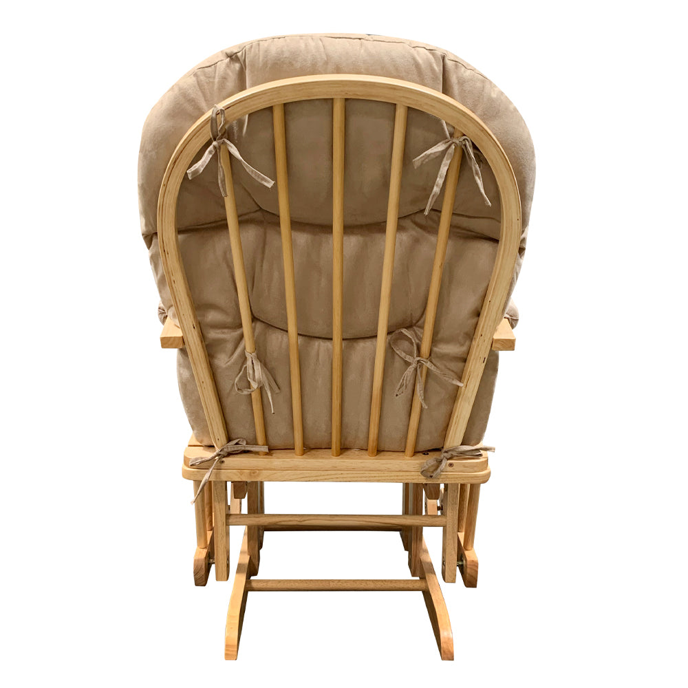 ACME Rehan Taupe Microfiber & Natural Oak Glider Chair & Ottoman Model 59332