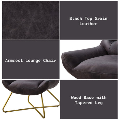 ACME Dhalsim Antique Ebony Top Grain Leather Accent Chair Model 59666