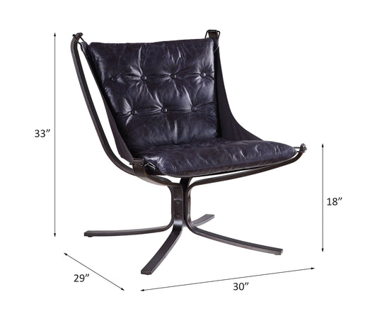 ACME Carney Vintage Blue Top Grain Leather Accent Chair Model 59832