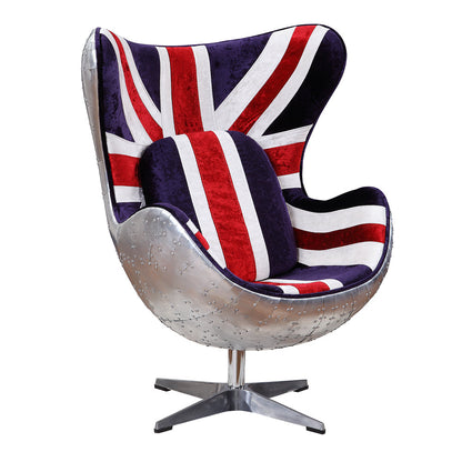 ACME Brancaster Pattern Fabric & Aluminum Accent Chair with Swivel Model 59835