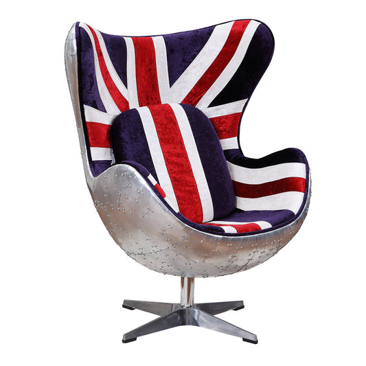 ACME Brancaster Pattern Fabric & Aluminum Accent Chair with Swivel Model 59835