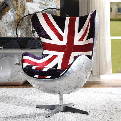 ACME Brancaster Pattern Fabric & Aluminum Accent Chair with Swivel Model 59835