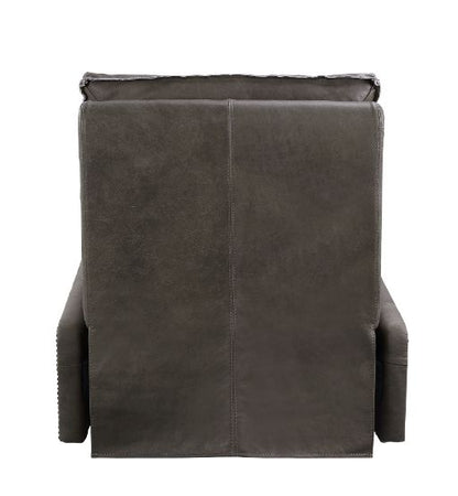 ACME Metier Gray Top Grain Leather & Aluminum Power Motion Recliner Model 59940