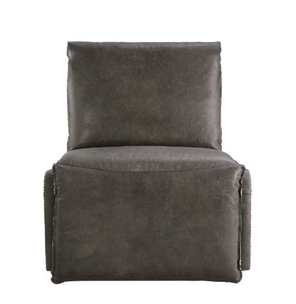 ACME Metier Gray Top Grain Leather & Aluminum Power Motion Recliner Model 59940