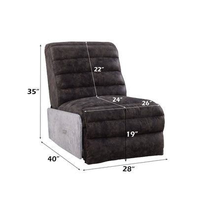 ACME Okzuil Two Tone Gray Top Grain Leather & Aluminum Power Motion Recliner Model 59941